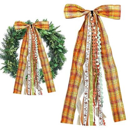 Large Fall Ribbon Bow for Wreath