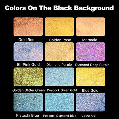 Metallic Watercolor Paints Set Handmade Glitter Shimmering Double Color Water Color Solid Paint Include 12 Colors In Portable Tin Box for Artists