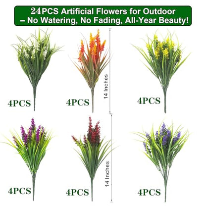 Artificial Lavender Plants with Mixed Color Flowers (24 Count)