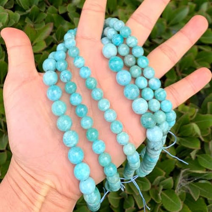 35pcs Adabele Natural Brazil Blue Amazonite Healing Gemstone 10mm Round Loose Beads Gem Stone Spacer for DIY Craft Jewelry Making GE6 (37 Count)