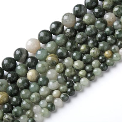 90pcs 4mm Natural Green Hair Quartz Stone Beads for Jewelry Making DIY Bracelet Necklace Accessories 15" Energy Healing Power Round Stone Beads
