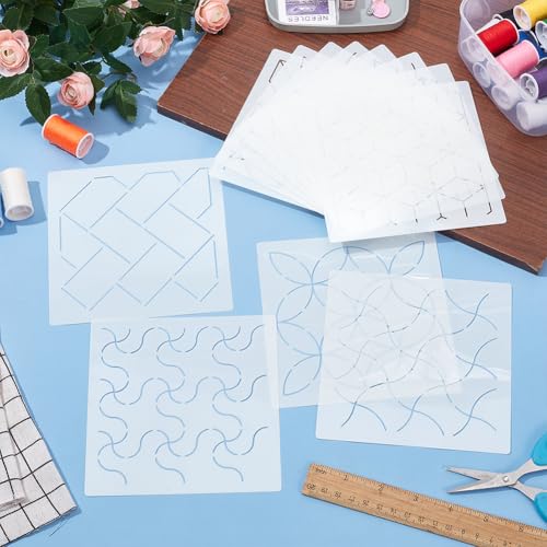 12Pcs Sashiko Stencils Sashiko Embroidery PET Template Drawing Line Template for Hand Quilting Sashiko Patterns Templates Embroidery Stencils 5.5 * 5.5'' (12 Count)
