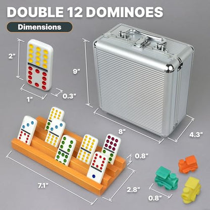 Mexican Train Dominoes Set with 8 Holders