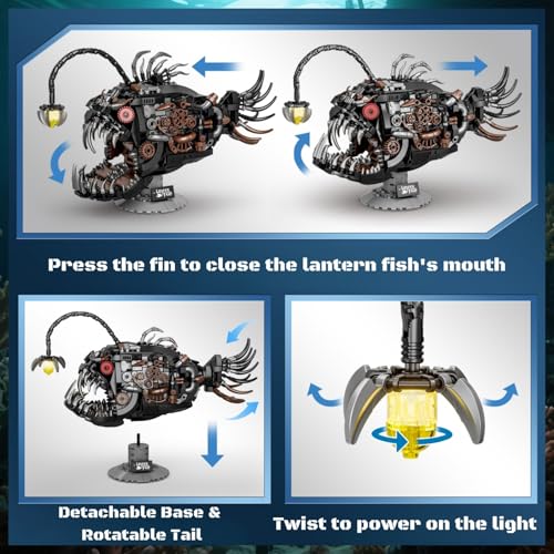 Mechanical Angler Fish Building Block Set (1038 Count)