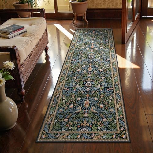 Floral Kitchen Runner Rug 2x6 Non Slip Washable Boho Botanical Hallway Runner