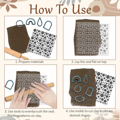 Sunflowers Texture Silicone Clay Texture Stamp Leaves Love Heart Polymer Clay Texture Sheets Clay Modeling Pattern Pad Texture Sheets for Polymer Clay Making Earrings Jewelry