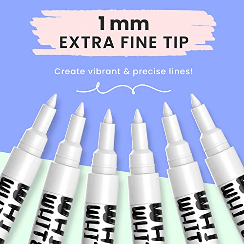 6 White Fine Tip Chalk Markers for Blackboard