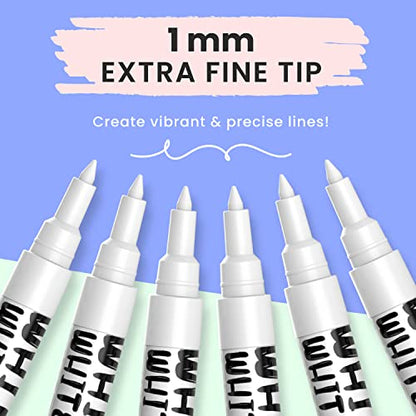6 White Fine Tip Chalk Markers for Blackboard