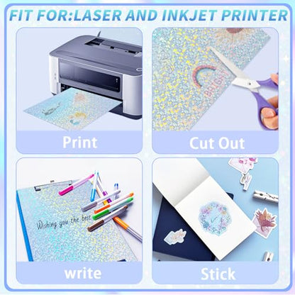 20 Sheets Printable Holographic Sticker Paper