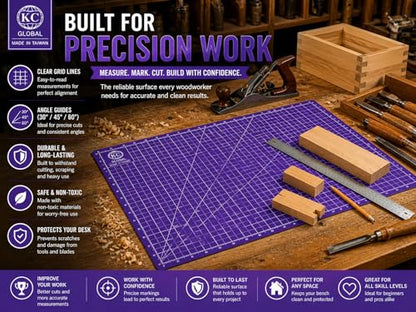 A2 (25"x19") Professional Grade Self-Healing Cutting Mat (Purple) - Odor-Free, Double-Sided, eco-Friendly, Durable. Premium Desk mat for Crafting, Sewing, Quilting and Art Projects