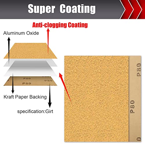 50 Pcs 1 4 Sheet Sand Paper 5.5" x 4.5" (50 Count)