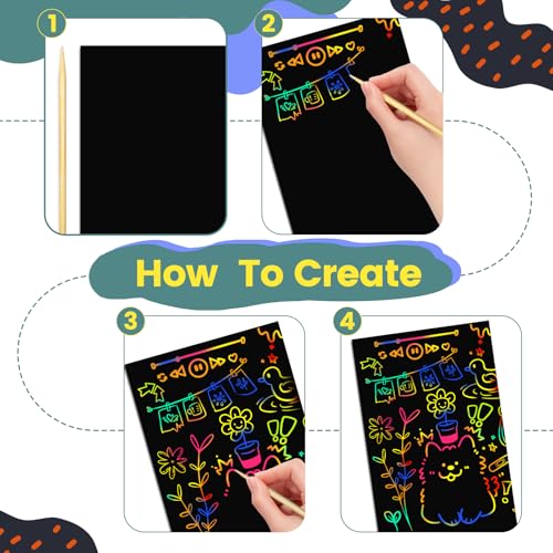 Rainbow Scratch Art Paper Crafts120pcs