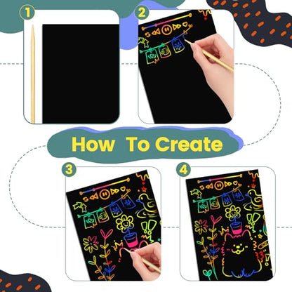 Rainbow Scratch Art Paper Crafts120pcs
