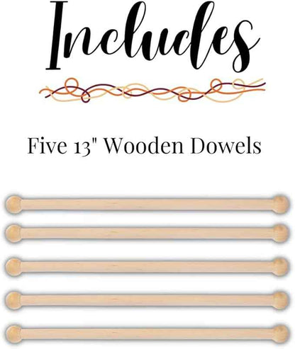 Craft County Macramé Starter Kit- Four Assorted Cotton Rope Skeins and 5 Dowels