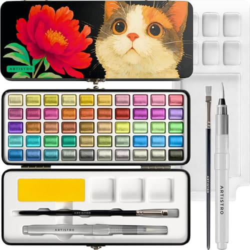 50 Metallic Colors Watercolor Paint Set (48 Fl Oz)