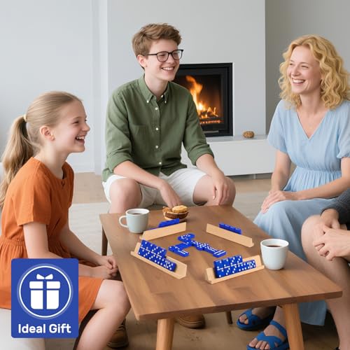 Dominoes Set for Adults with 4 Wooden Racks
