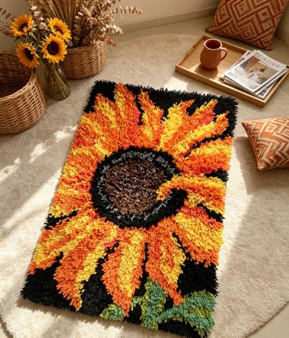 Sunflower Latch Hook Rug Kit for Adults Beginners