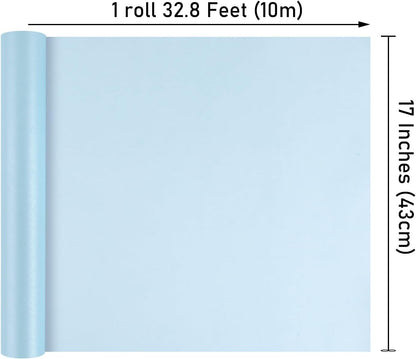 NESCCI Sky Blue Matte Wrapping Paper,Solid Color Pearly-Lustre Paper,Gift Wrapping Paper,Perfect for Wedding,Valentine's Day,Birthday, Christmas,Baby Shower,DIY Bouquet (17 Inches X 32.8 Feet)