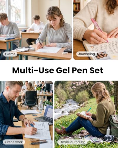 6Pack 0.5mm Black Ink Quick Dry Retractable Gel Pen Set