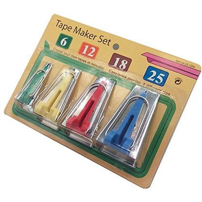 Bias Tape Maker Set 6MM 12MM 18MM 25MM Sewing Quilting Tools (4 Count)