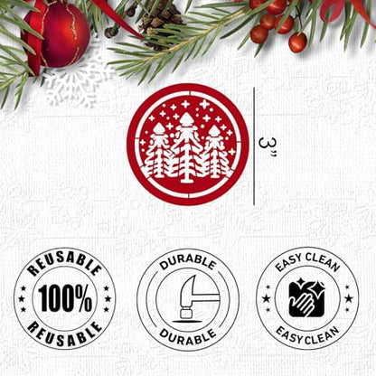 Christmas Stencils for Crafts Reusable 3" Small Holiday Stencils (56 Count)