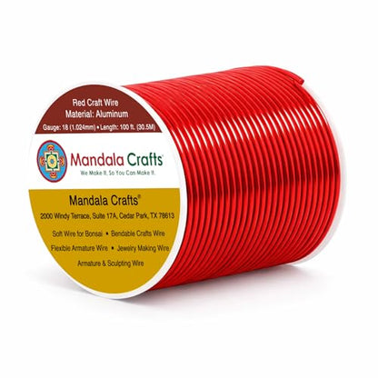 18 Gauge Red Anodized Aluminum Craft Wire (100 Foot)