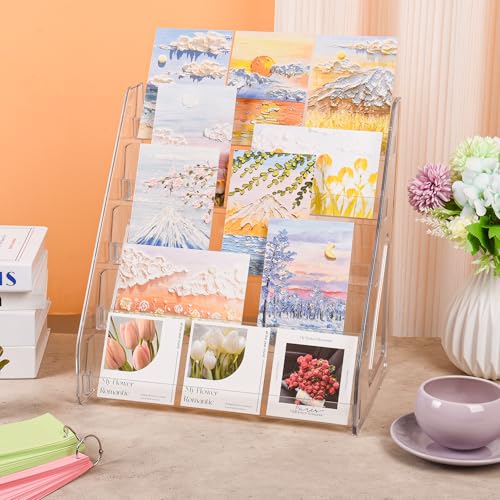 Elevated 5 Tier Clear Acrylic Card Display Stand for Trading Cards (25 card slots)