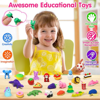 140 Animal Erasers Bulk (140 Count)
