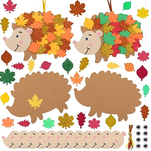 12 Pack Hedgehog Crafts for Kids Make You Hedgehog Foam Stickers DIY Autumn Art and Craft for Boys Girls Party Supply Art Activities Birthday Gifts Fall Thanksgiving Decoration (12 Count)