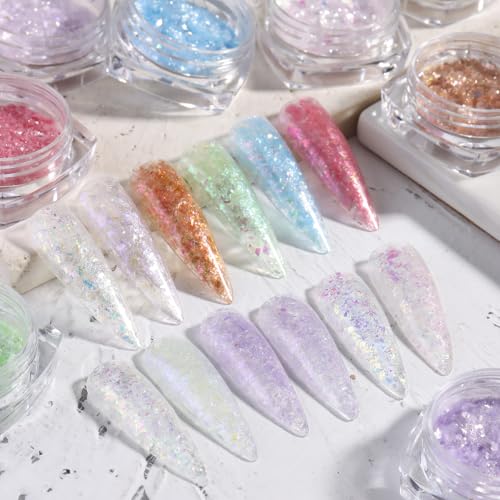 Holographic Nail Art Glitter Iridescent Flakes