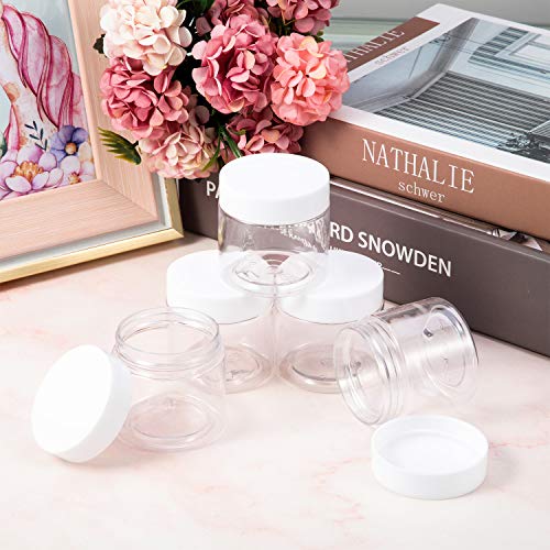 36 Pieces 3 oz Plastic Jars with Lids Wide Mouth Airtight Reusable Container Acrylic Cosmetic Small Jars for Lotions Ointments Travel Toiletries Creams Make up Storage (36 Count)