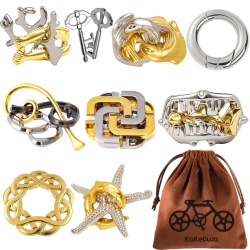 9pcs Metal Puzzle for Adult Disentanglement Puzzles Lock Gift for Adults (72 Count)