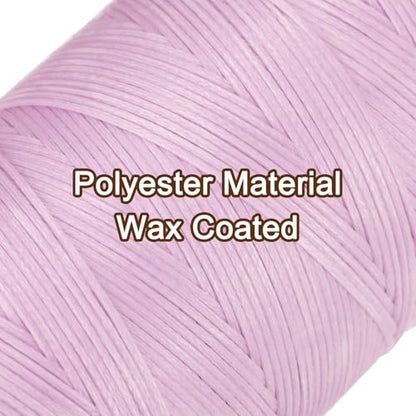 150D 0.8mm Flat Waxed Thread 284 Yards Polyester Leather Sewing Waxed String Hand Stitching Waxed Cord for Leather Stitching Sewing Bookbinding DIY Craft Purple Brown