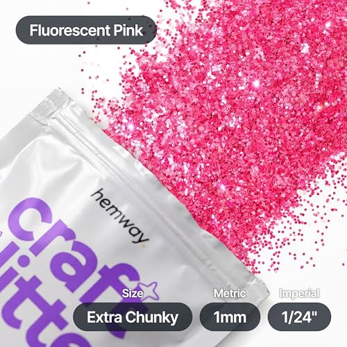 Craft Glitter Fluorescent Pink 100g Extra Chunky Glitter