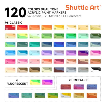 120 Colors Dual Tone Acrylic Paint Markers (60 Count)