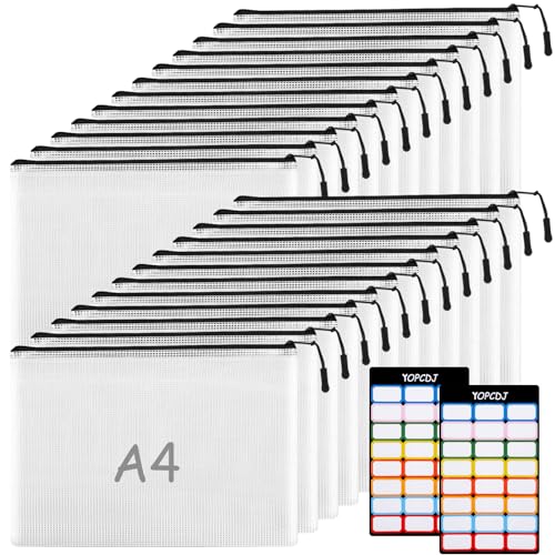 24pcs A4 Mesh Zipper Pouch File Bags