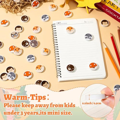 Woodland Animals Mini Eraser for Kids Back to School Gifts 60P Cute Animal Hedgehog Bear Assortment Novelty Pencil Erasers Bulk Stationery for Classroom Reward Birthday Party Goodies Fillers (60 Count)