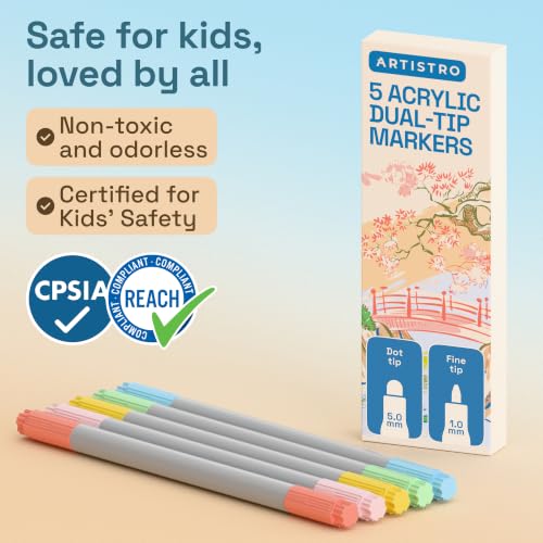 Pastel Dual Tip Acrylic Paint Marker Pens (5 Count)