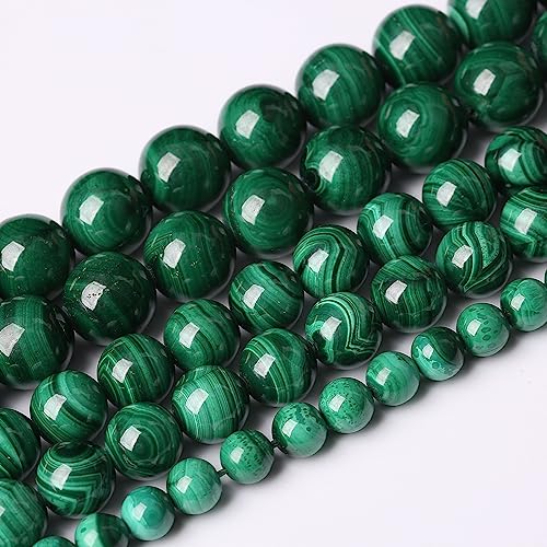 19pcs 10mm Natural Green Malachite Beads AAA Gemstone Round Loose Beads for Jewelry Making DIY Bracelets Necklaces Crystal Energy Healing Stone Beads 7.5"