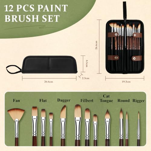 12pcs Paint Brush Set (12 Count)