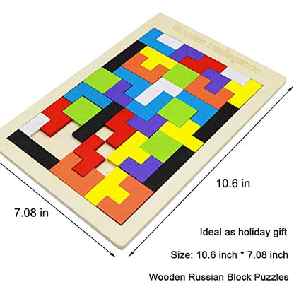 2 Pack Wooden Russian Blocks Puzzle + Hexagon Puzzles for Kids & Adults (2 Count)