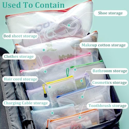 10pcs Mesh Zipper Pouch Bags (9 Count)