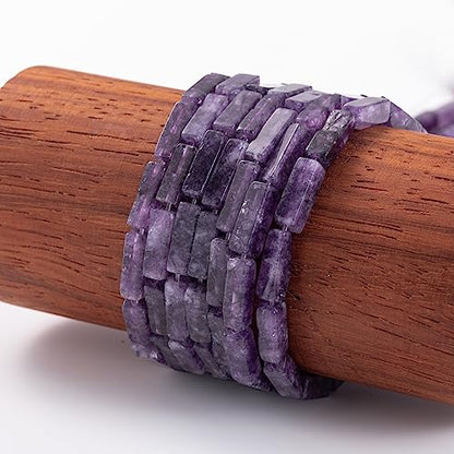 Natural Amethyst Rectangle Tube Beads 4x13mm 38cm (28 Count)