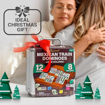 Mexican Train Dominoes Set with 8 Holders