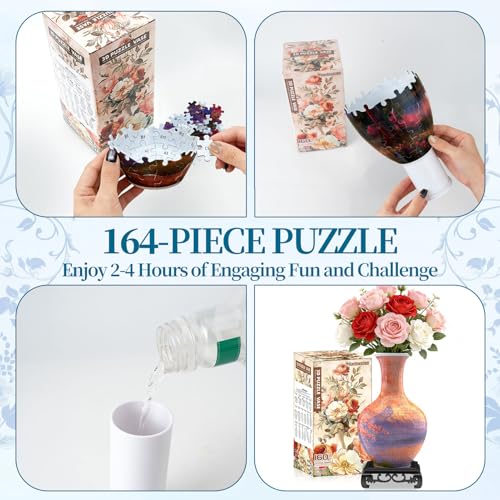 3D Puzzle Vase for Adults with 164 Plastic Pieces (164 Count)