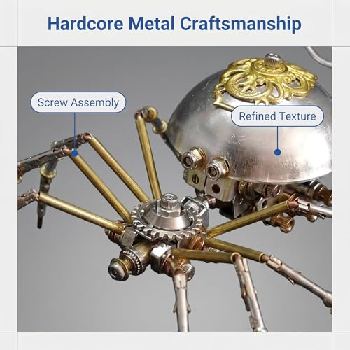 Steampunk Mechanical Insect Spider 3D Metal Puzzle Model Kits 150+ Parts No Glue Build Unique Desk Decor Christmas & Birthday Gift for Men Adults (10 Count)
