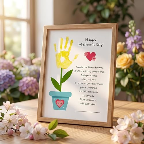 Pack 3 Handprint Floral Flower Bouquet Handprint Craft DIY for Mothers Day Card (3 Count)