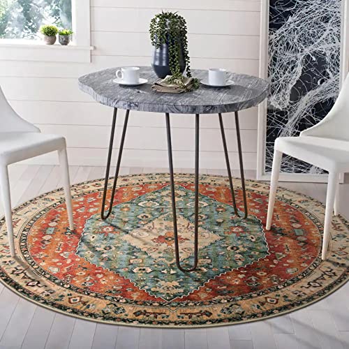 Boho Tribal Round Rug 4ft Washable Bedroom Round Area Rugs for Entryway