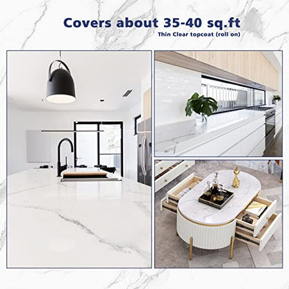 White Marble Countertop Paint Kit for Kitchen Bathroom (35 Fl Oz)