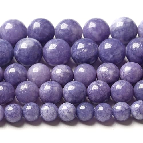 8MM Lavender Purple Chalcedony Natural Stone Round Loose Beads for Jewelry Making and Crafting 45pcs 1 Strands 16"